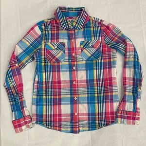 Aeropostale Vibrant Plaid Button Down Shirt